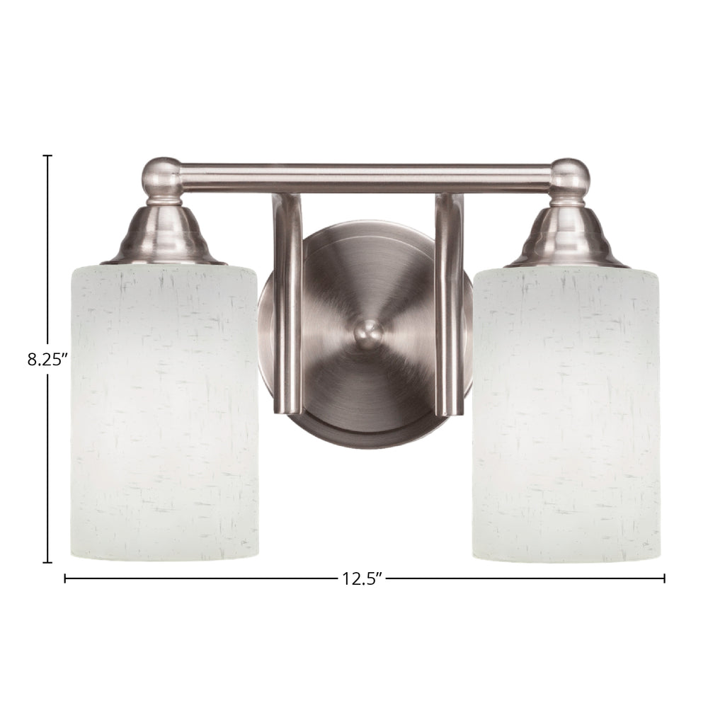 Paramount Two Light Bath Bar in Brushed Nickel with 4" White Muslin Shade