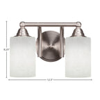 Paramount Two Light Bath Bar in Brushed Nickel with 4" White Muslin Shade