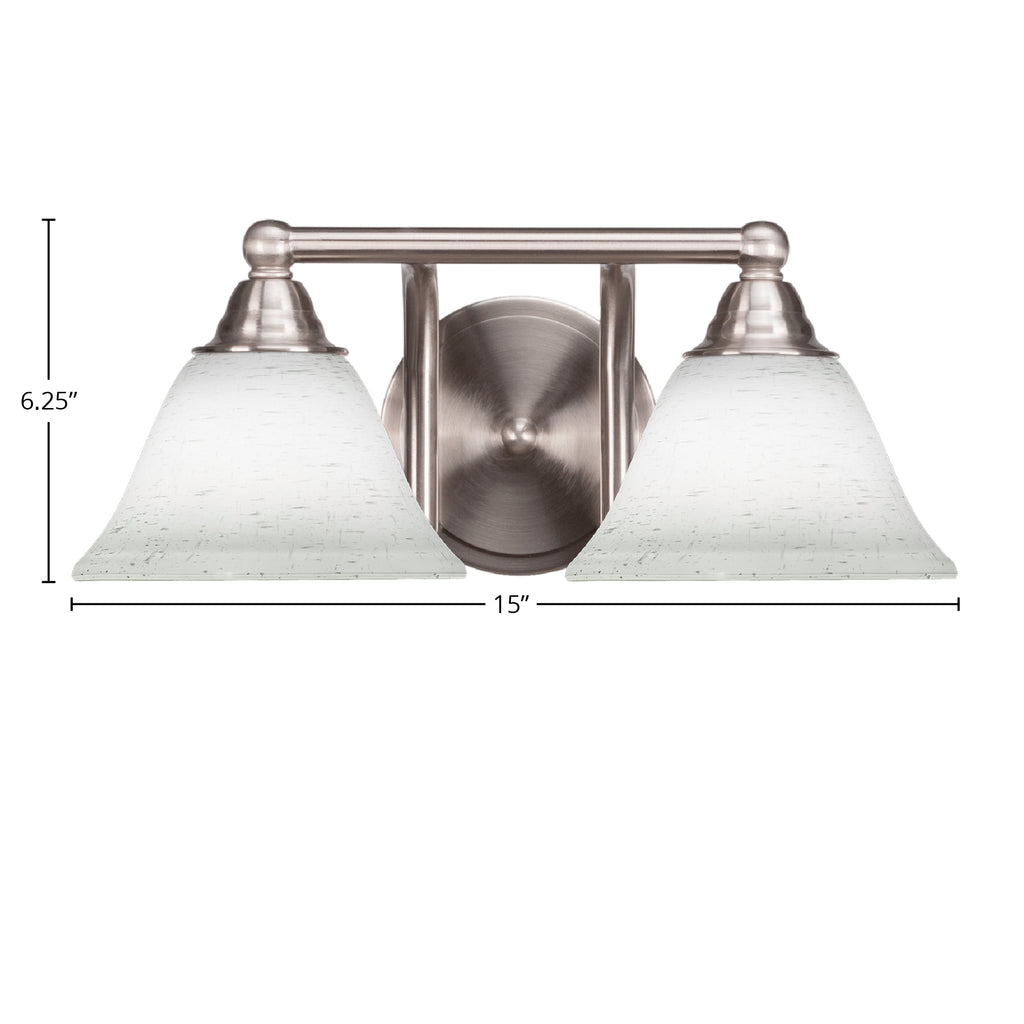 Paramount Two Light Bath Bar in Brushed Nickel with 7" White Muslin Shade
