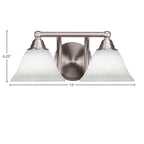 Paramount Two Light Bath Bar in Brushed Nickel with 7" White Muslin Shade