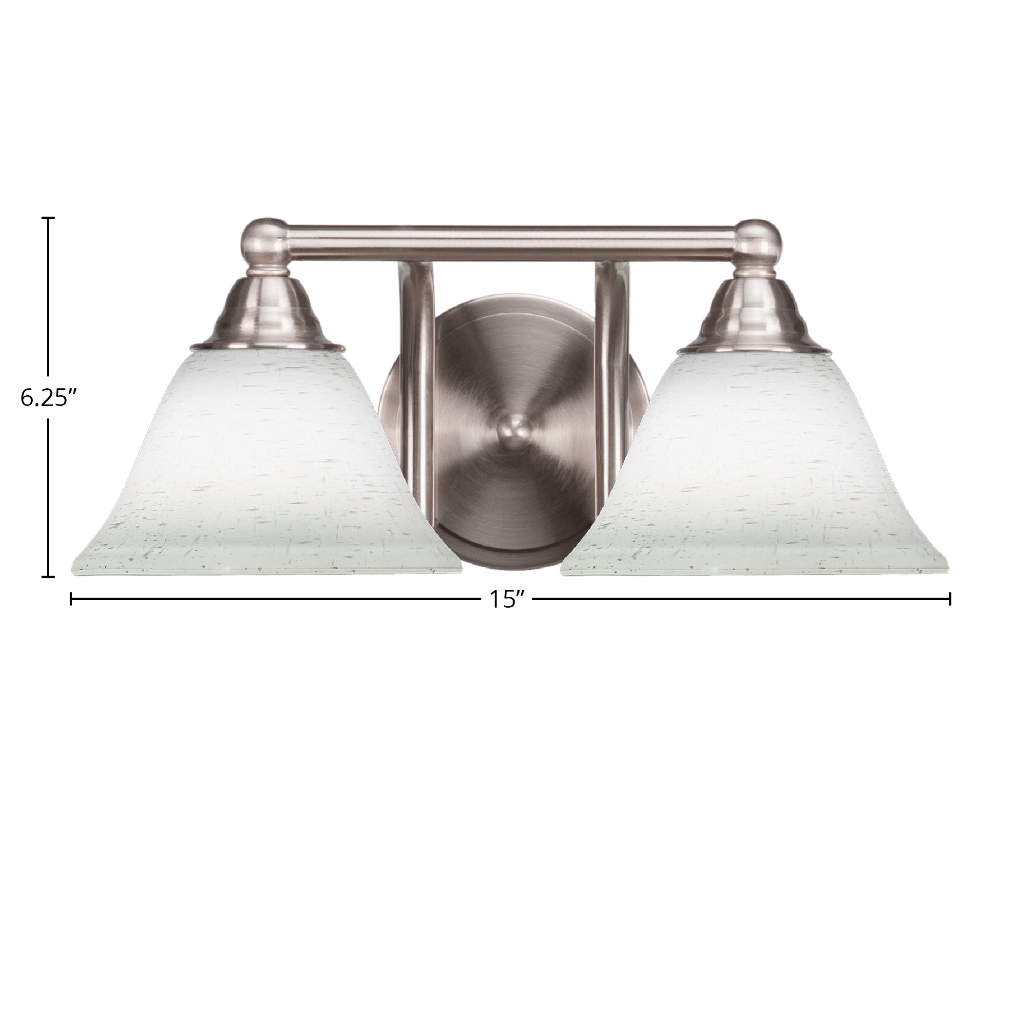 Paramount Two Light Bath Bar in Brushed Nickel with 7" White Muslin Shade