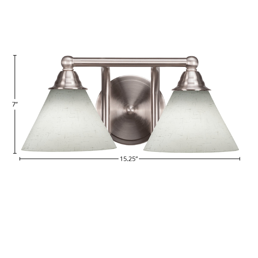 Paramount Two Light Bath Bar in Brushed Nickel with 7" White Muslin Shade