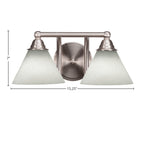 Paramount Two Light Bath Bar in Brushed Nickel with 7" White Muslin Shade