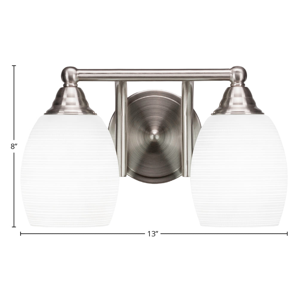 Paramount Two Light Bath Bar in Brushed Nickel with 5" White Matrix Shade