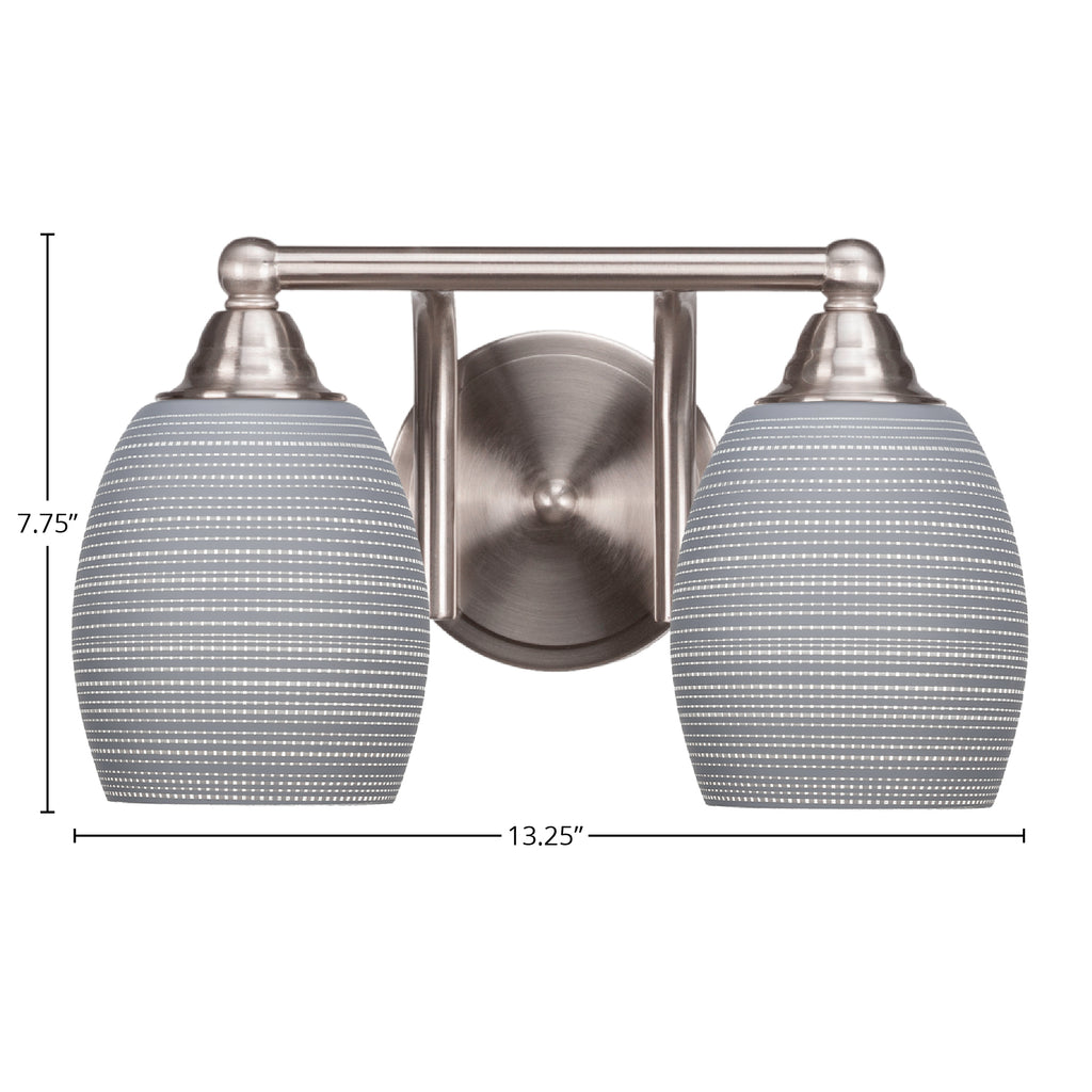 Paramount Two Light Bath Bar in Brushed Nickel with 5" Gray Matrix Shade