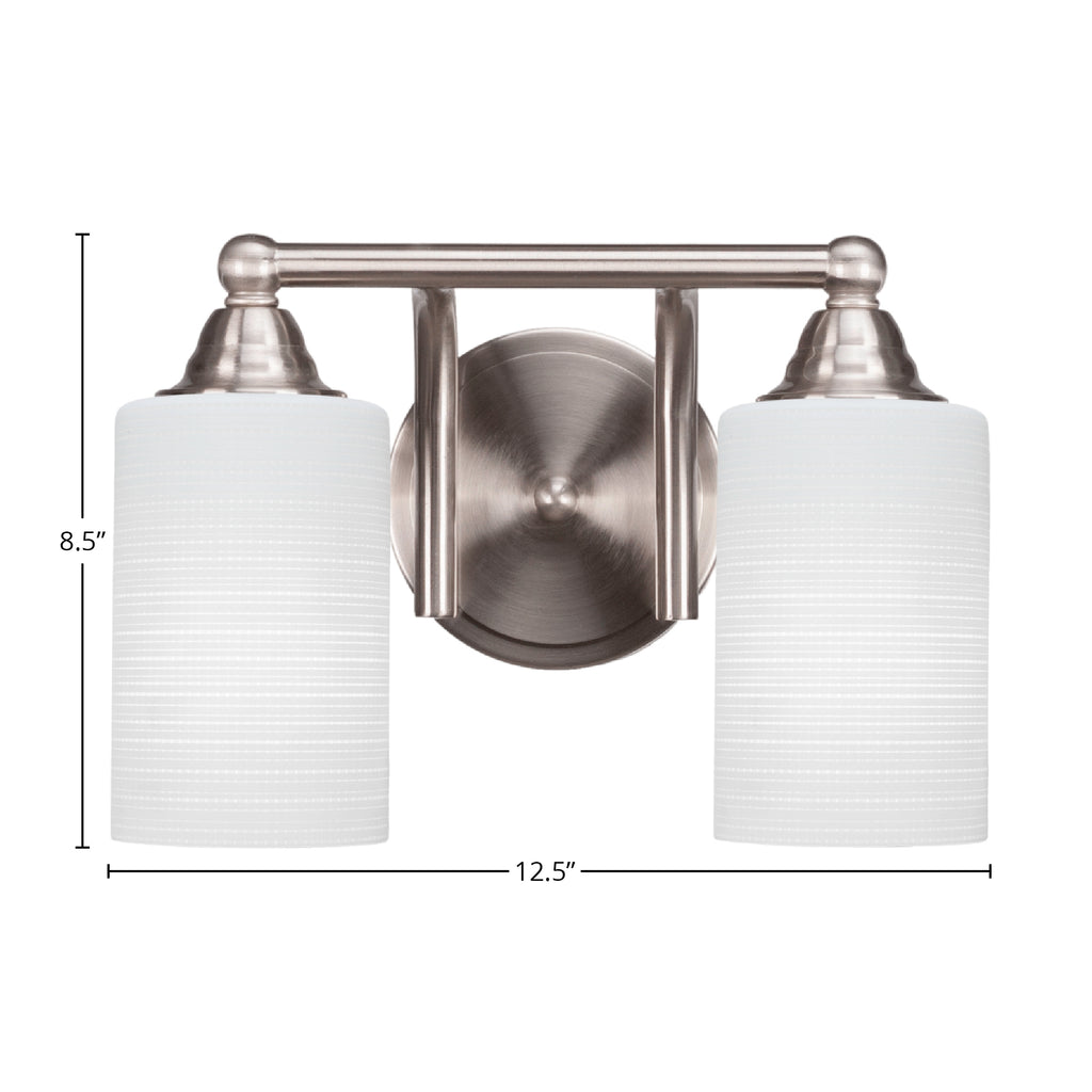 Paramount Two Light Bath Bar in Brushed Nickel with 4" White Matrix Shade