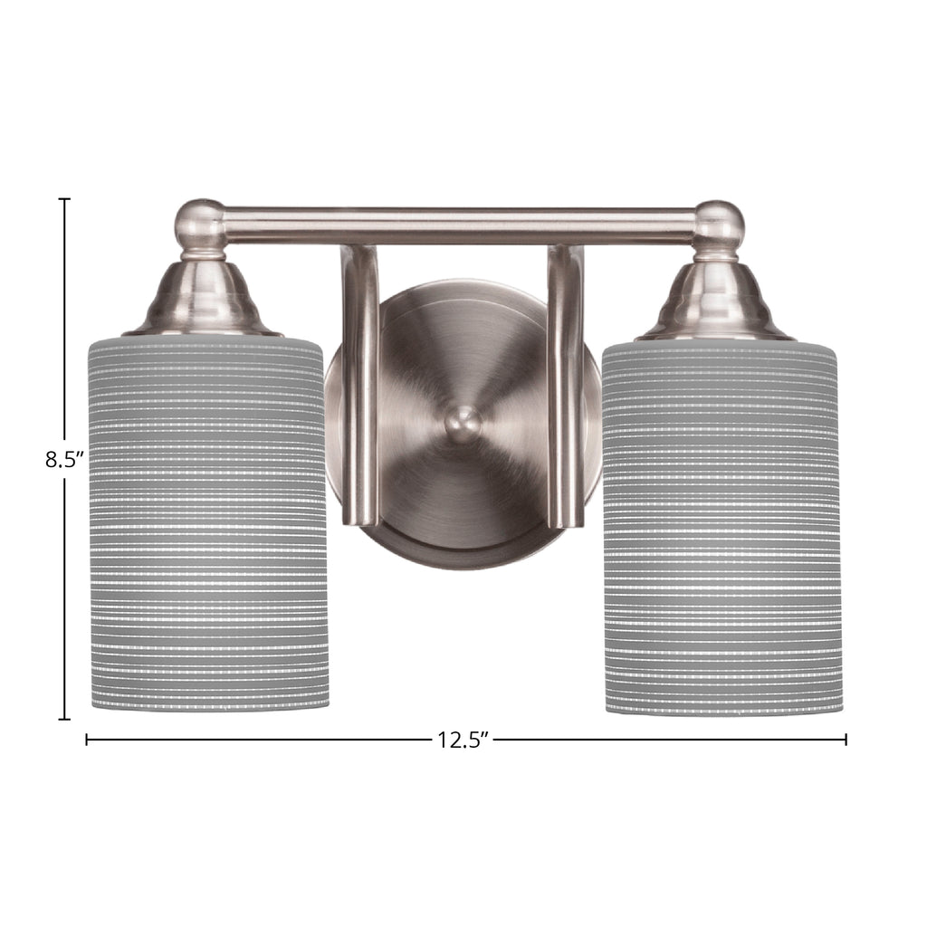 Paramount Two Light Bath Bar in Brushed Nickel with 4" Gray Matrix Shade