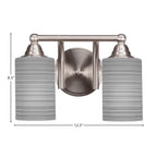 Paramount Two Light Bath Bar in Brushed Nickel with 4" Gray Matrix Shade