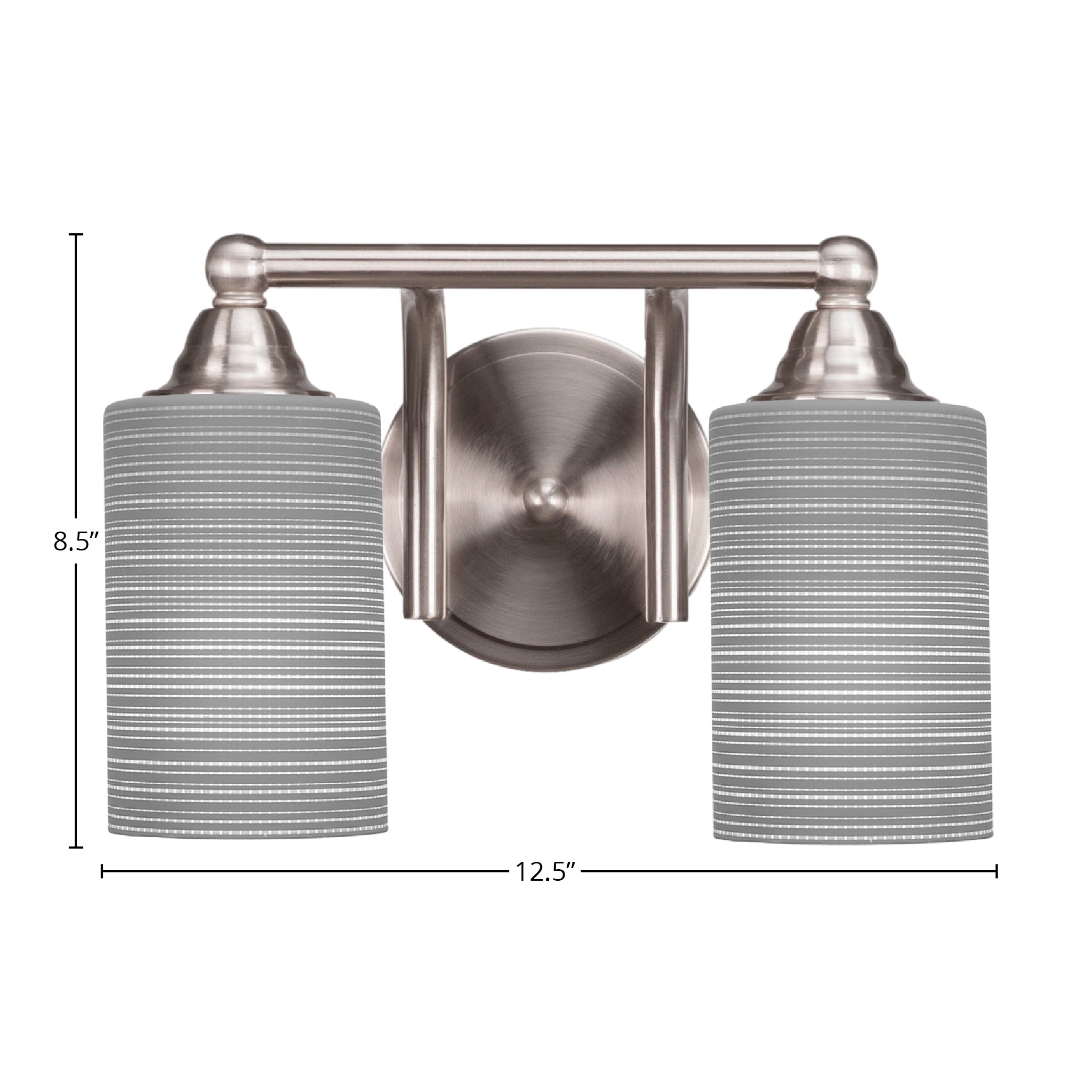 Paramount Two Light Bath Bar in Brushed Nickel with 4" Gray Matrix Shade
