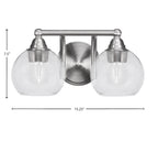 Paramount Two Light Bath Bar in Brushed Nickel with 5.75" Clear Bubble Shade