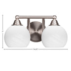 Paramount Two Light Bath Bar in Brushed Nickel with 5.75" White Marble Shade