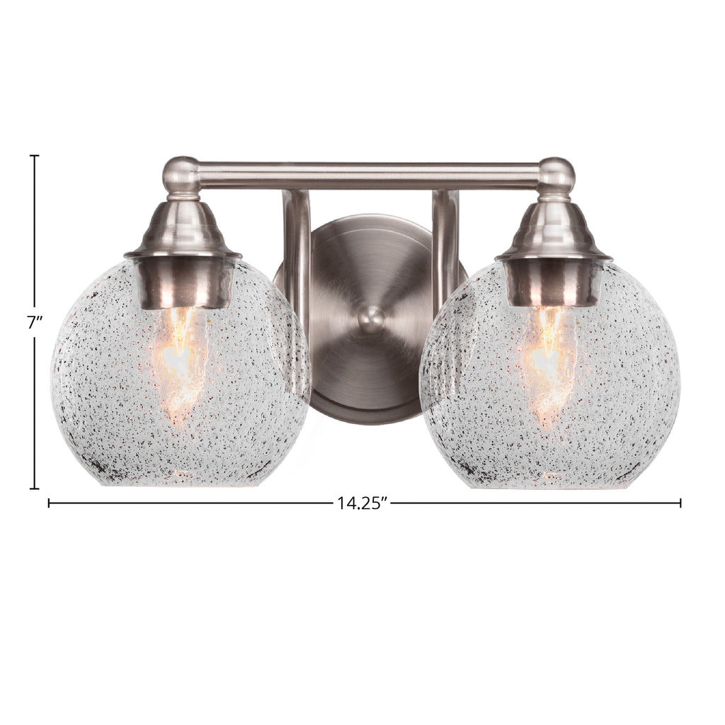 Paramount Two Light Bath Bar in Brushed Nickel with 5.75" Smoke Bubble Shade