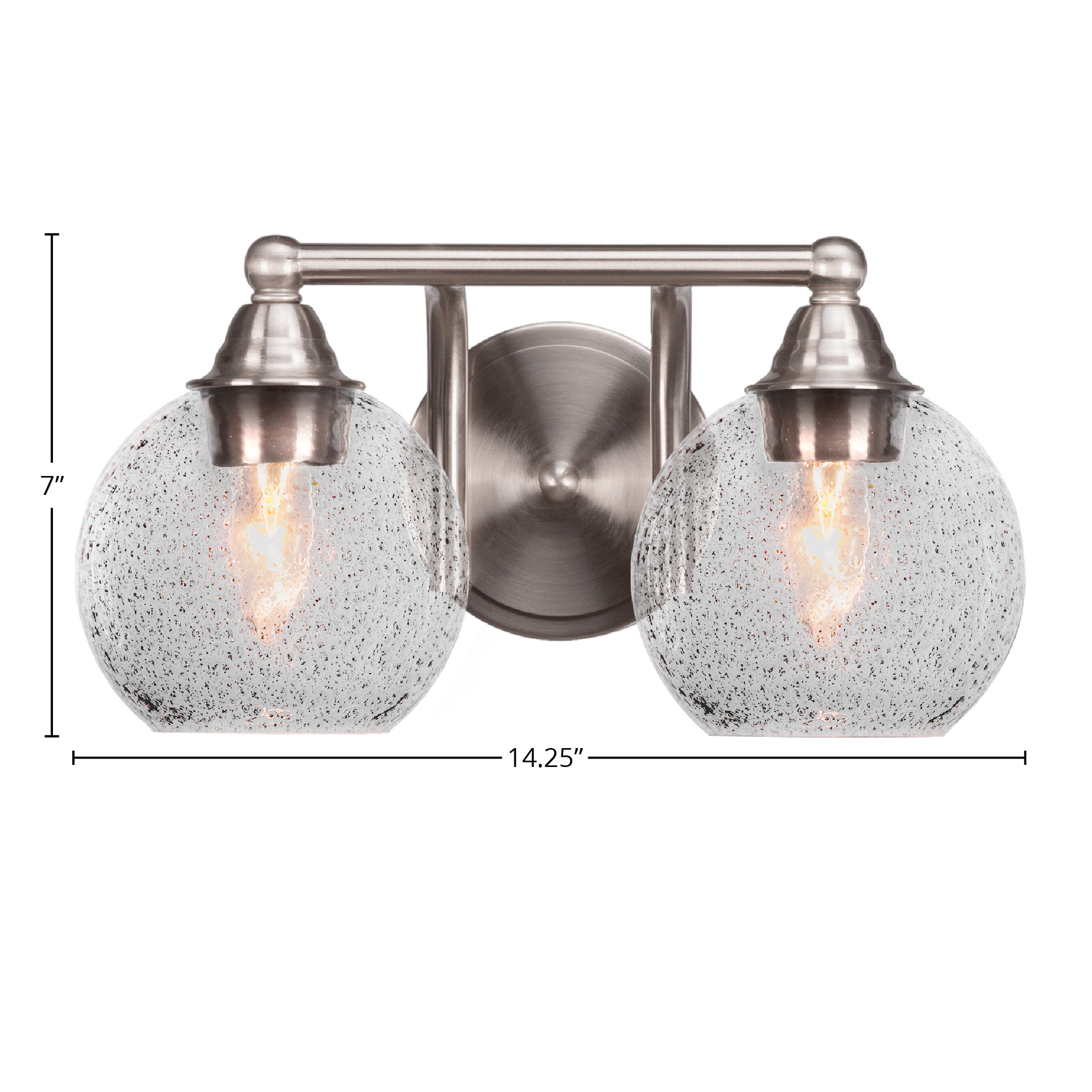 Paramount Two Light Bath Bar in Brushed Nickel with 5.75" Smoke Bubble Shade