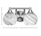 Paramount Two Light Bath Bar in Brushed Nickel with 5.75" Onyx Swirl Shade