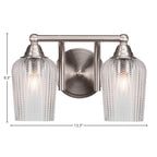 Paramount Two Light Bath Bar in Brushed Nickel with 5" Clear Textured Shade