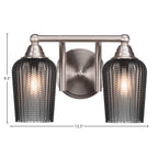 Paramount Two Light Bath Bar in Brushed Nickel with 5" Smoke Textured Shade