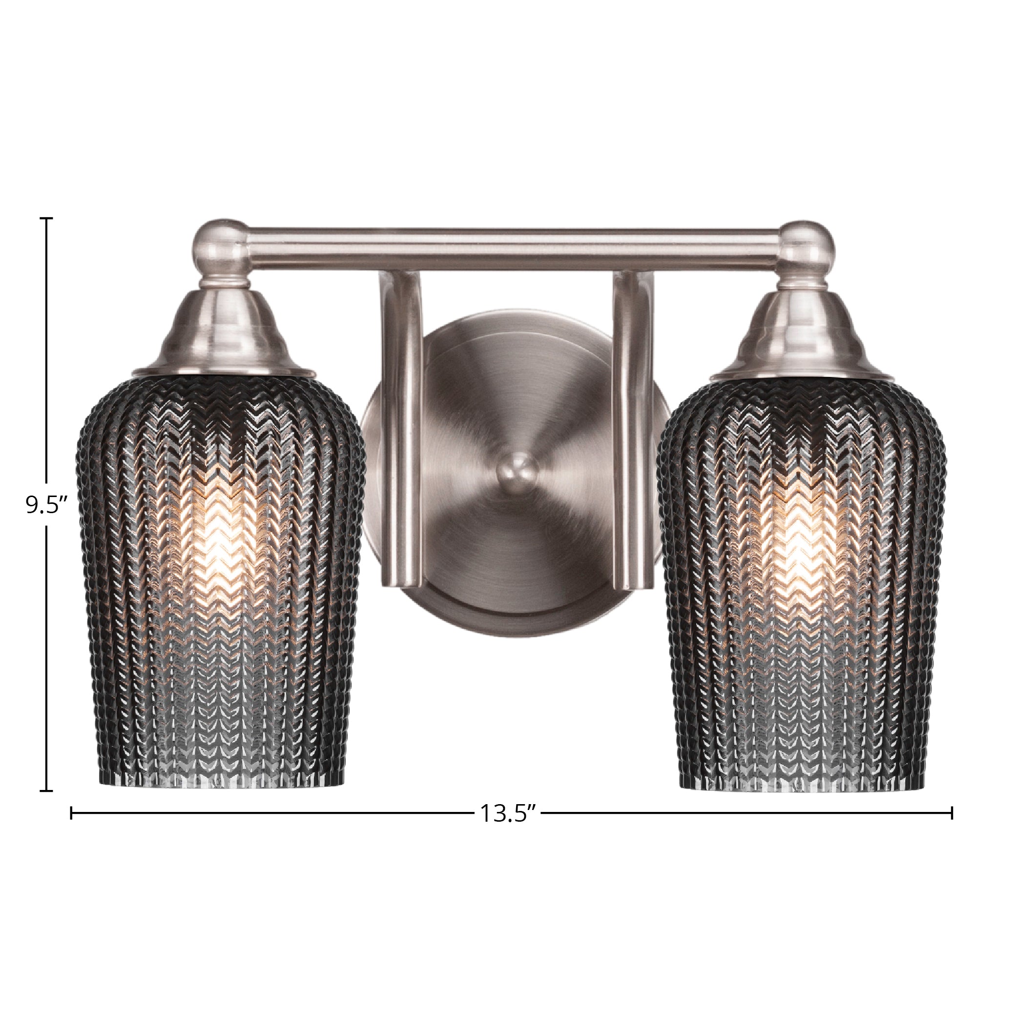 Paramount Two Light Bath Bar in Brushed Nickel with 5" Smoke Textured Shade