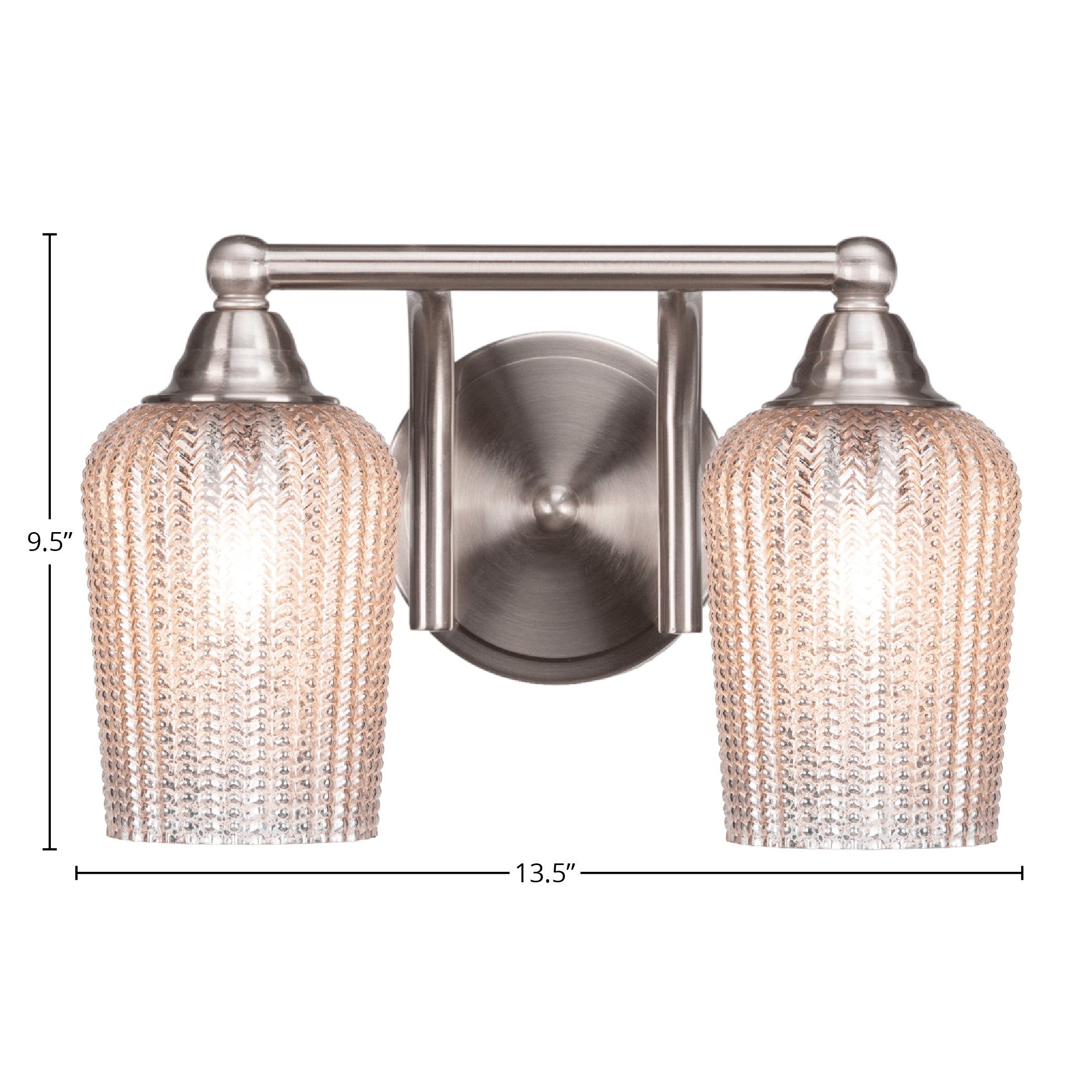 Paramount Two Light Bath Bar in Brushed Nickel with 5" Silver Textured Shade