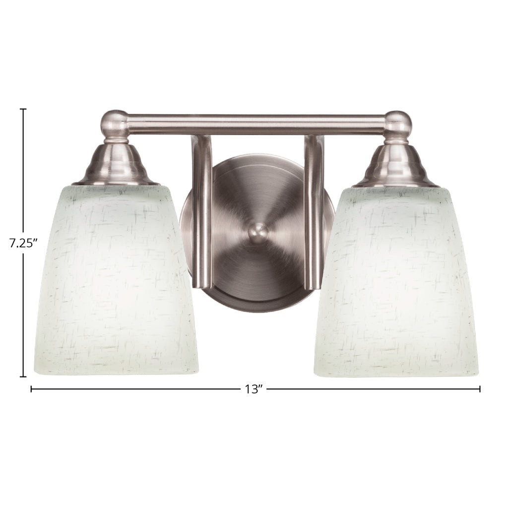 Paramount Two Light Bath Bar in Brushed Nickel with 4.5" Square White Muslin Shade