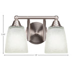 Paramount Two Light Bath Bar in Brushed Nickel with 4.5" Square White Muslin Shade