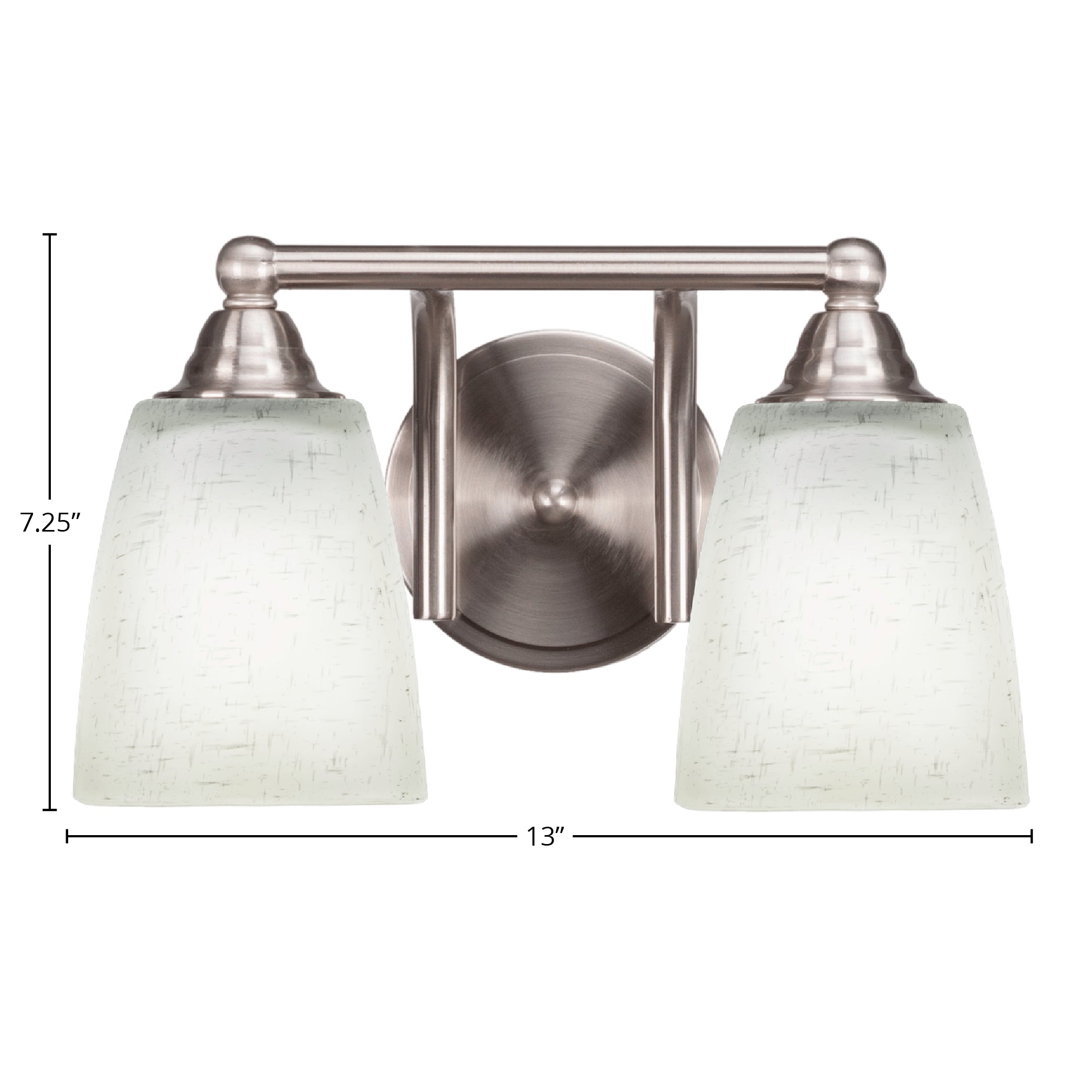 Paramount Two Light Bath Bar in Brushed Nickel with 4.5" Square White Muslin Shade