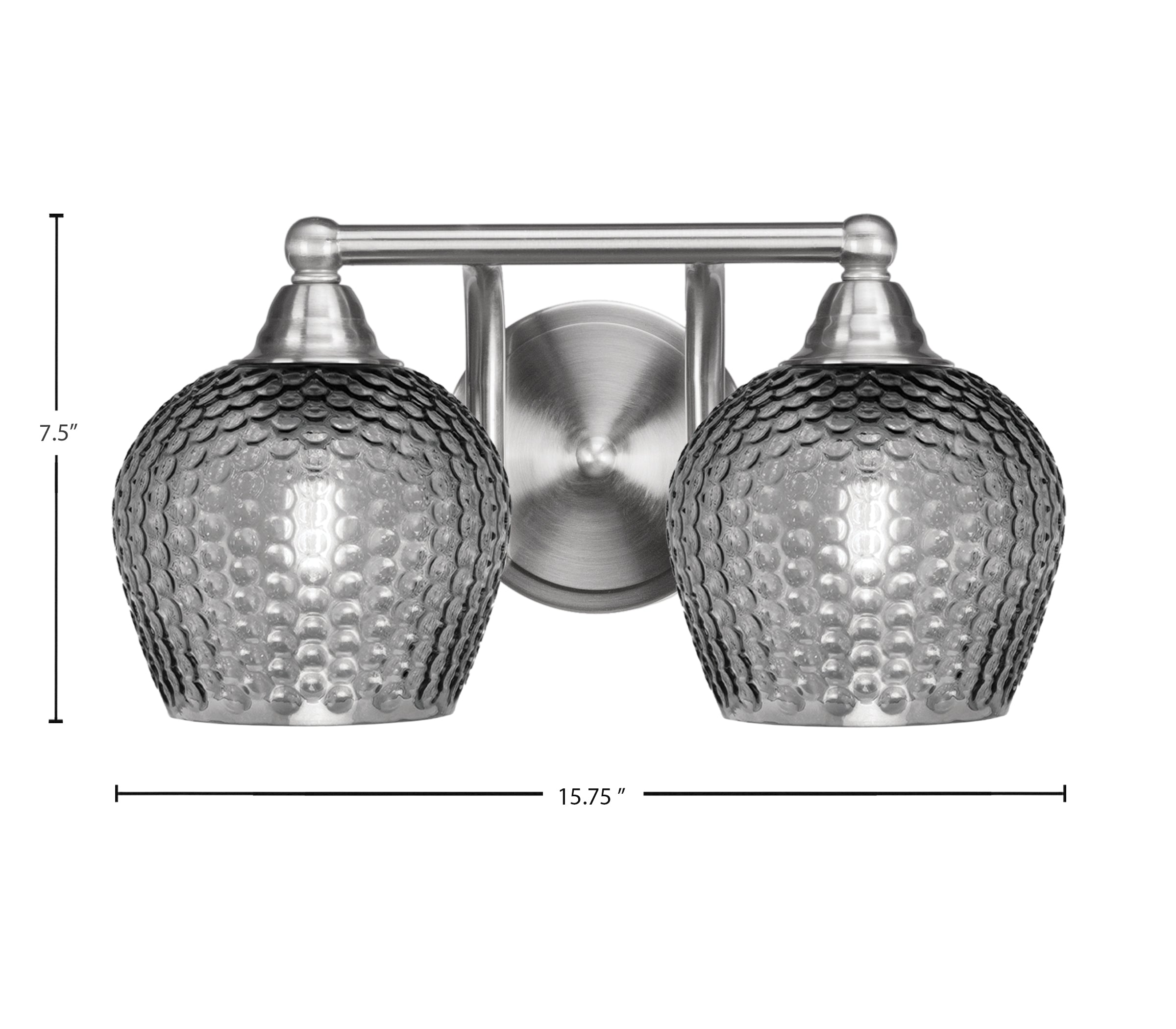 Paramount Two Light Bath Bar in Brushed Nickel with Smoke Textured Shade