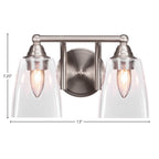 Paramount Two Light Bath Bar in Brushed Nickel with 4.5" Square Clear Bubble Shade