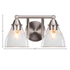 Paramount Two Light Bath Bar in Brushed Nickel with 6.25" Clear Bubble Shade