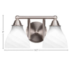 Paramount Two Light Bath Bar in Brushed Nickel with 6.25" White Marble Shade