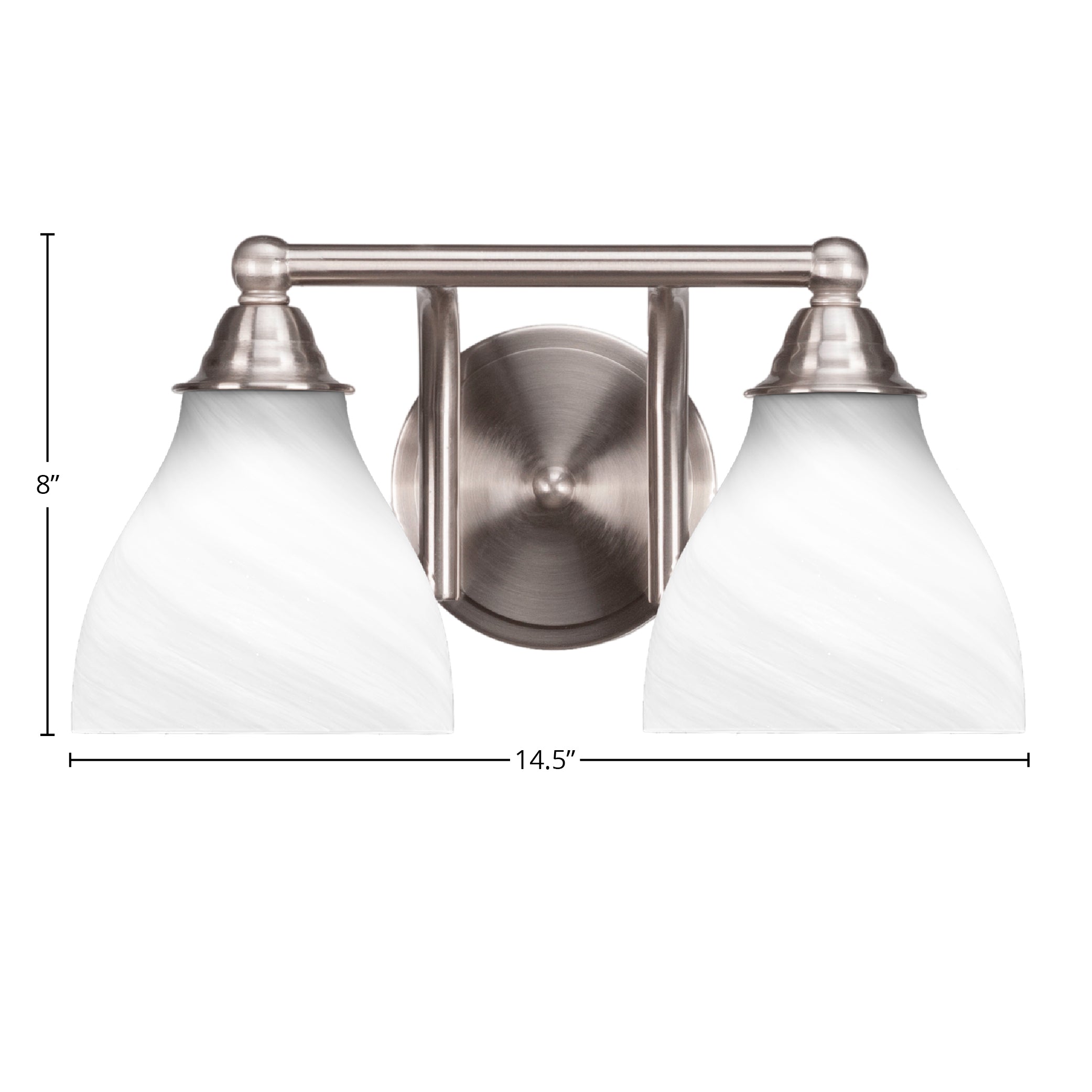 Paramount Two Light Bath Bar in Brushed Nickel with 6.25" White Marble Shade