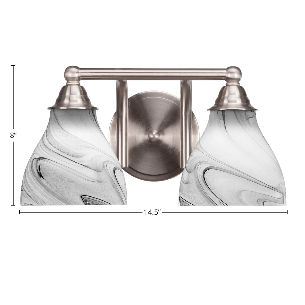 Paramount Two Light Bath Bar in Brushed Nickel with 6.25" Onyx Swirl Shade