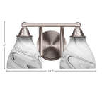 Paramount Two Light Bath Bar in Brushed Nickel with 6.25" Onyx Swirl Shade