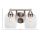 Paramount Two Light Bath Bar in Brushed Nickel with 6" Clear Bubble Shade