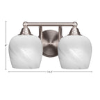 Paramount Two Light Bath Bar in Brushed Nickel with 6" White Marble Shade