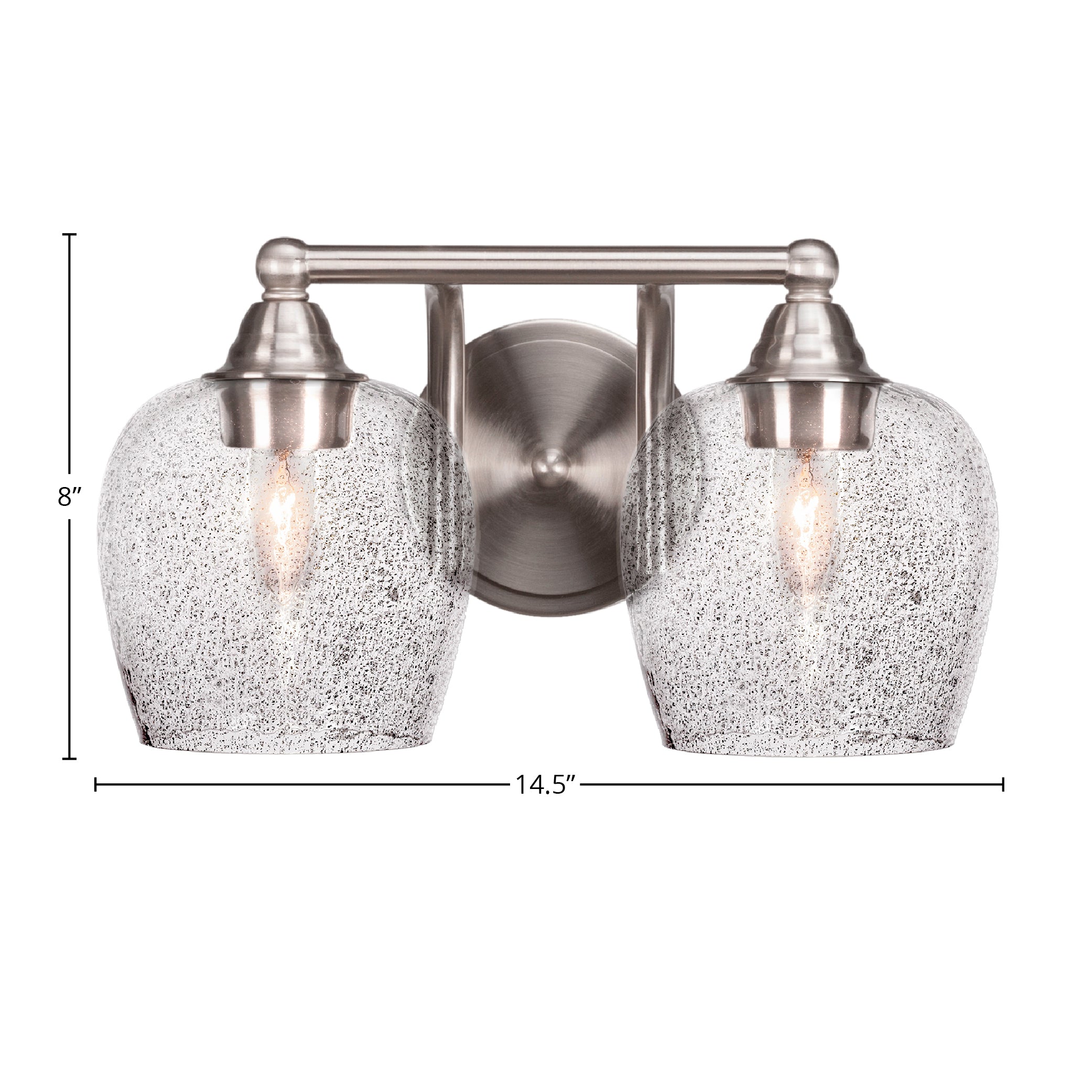 Paramount Two Light Bath Bar in Brushed Nickel with 6" Smoke Bubble Shade