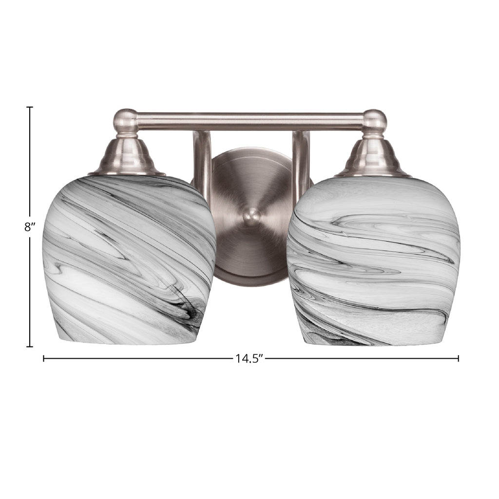 Paramount Two Light Bath Bar in Brushed Nickel with 6" Onyx Swirl Shade