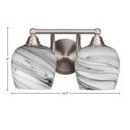 Paramount Two Light Bath Bar in Brushed Nickel with 6" Onyx Swirl Shade