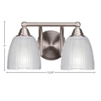 Paramount Two Light Bath Bar in Brushed Nickel with 5" Clear Ribbed Shade
