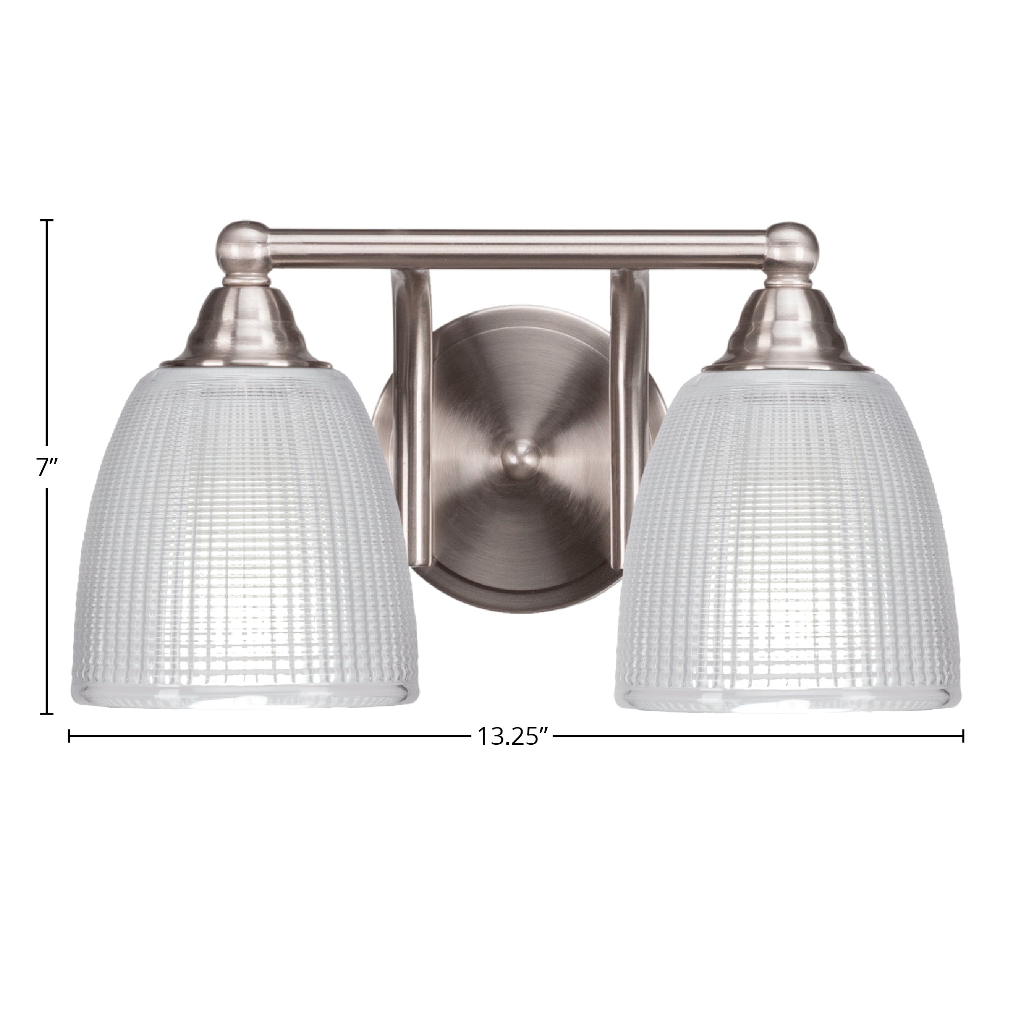 Paramount Two Light Bath Bar in Brushed Nickel with 5" Clear Ribbed Shade
