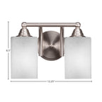 Paramount Two Light Bath Bar in Brushed Nickel with 4" Square White Muslin Shade