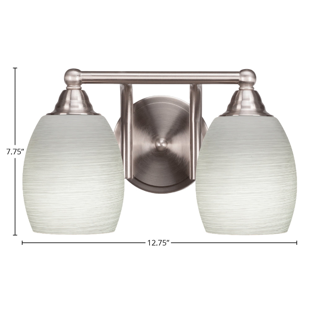 Paramount Two Light Bath Bar in Brushed Nickel with 5" White Linen Shade
