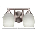 Paramount Two Light Bath Bar in Brushed Nickel with 5" White Linen Shade