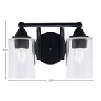 Paramount Two Light Bath Bar in Matte Black with 4" Clear Bubble Shade
