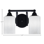 Paramount Two Light Bath Bar in Matte Black with 4" White Marble Shade