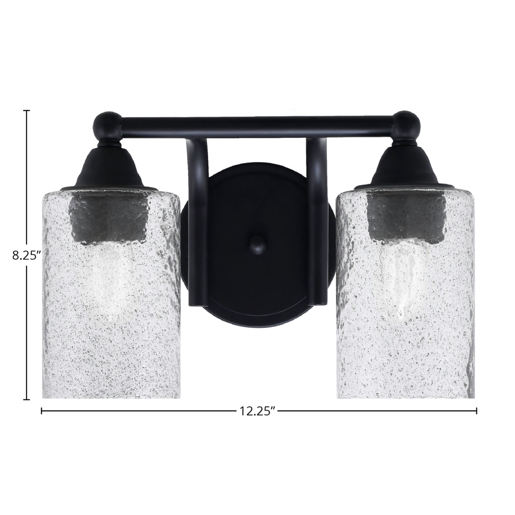 Paramount Two Light Bath Bar in Matte Black with 4" Smoke Bubble Shade