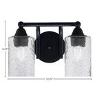 Paramount Two Light Bath Bar in Matte Black with 4" Smoke Bubble Shade