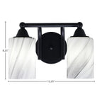 Paramount Two Light Bath Bar in Matte Black with 4" Onyx Swirl Shade