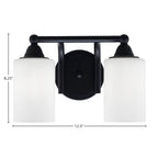 Paramount Two Light Bath Bar in Matte Black with 4" White Muslin Shade