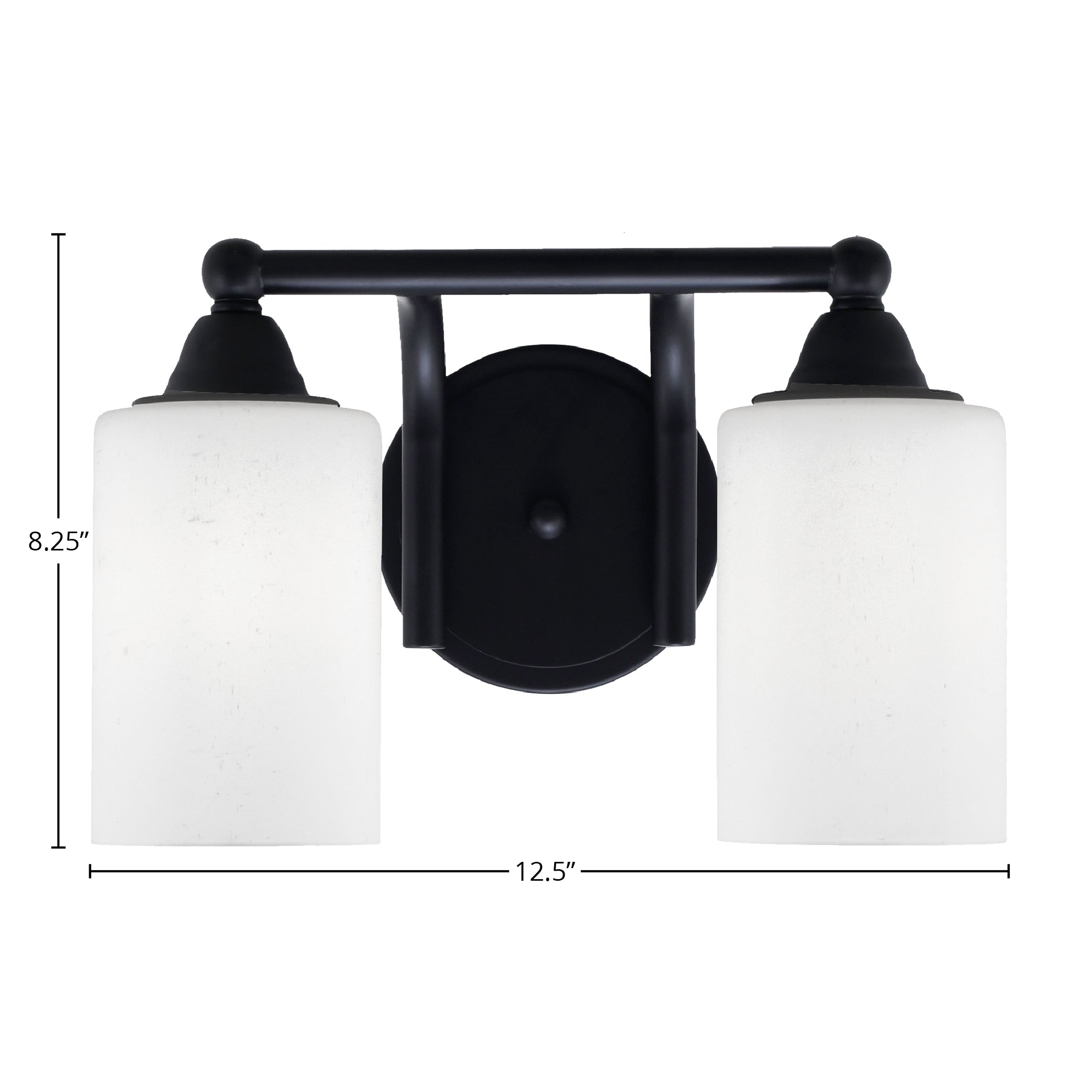 Paramount Two Light Bath Bar in Matte Black with 4" White Muslin Shade