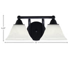 Paramount Two Light Bath Bar in Matte Black with 7" White Muslin Shade